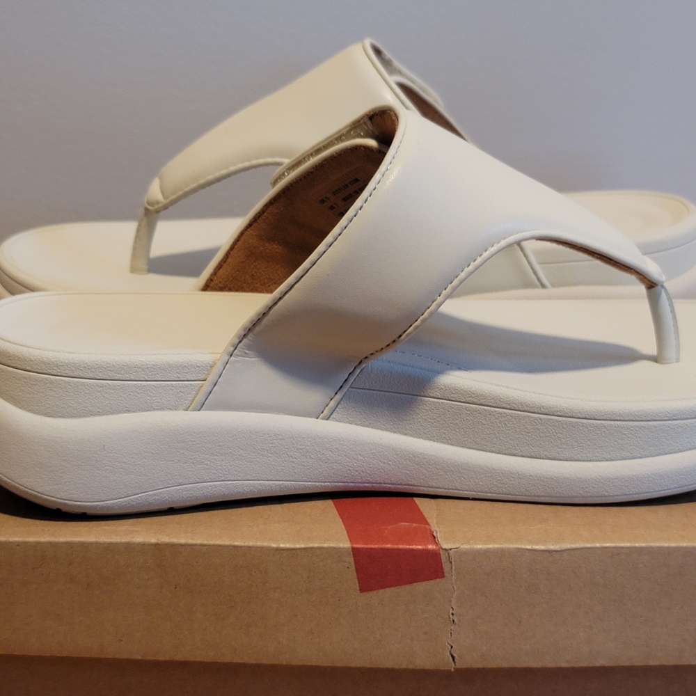 NIB FITFLOP F-Mode Go Adjustable Flatform Toe-Post Sandals Paris Beige Size 7 - Picture 8 of 9